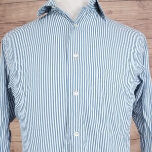 Ermenegildo Zegna Dress Shirt Mens 15 38 Blue Striped Point Collar
